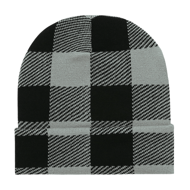 Decky Long Plaid Beanie | Decky 8027 Black OSFM Beanies