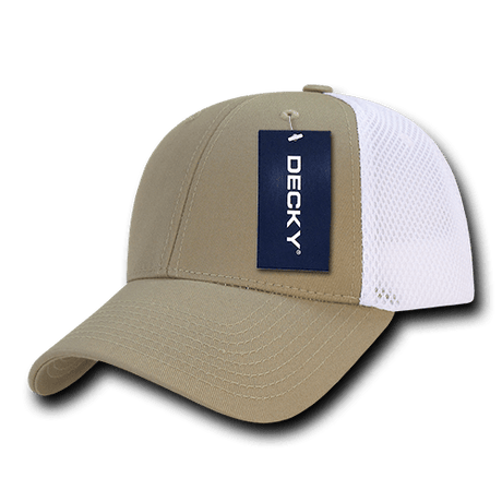 Decky Low Crown Air Mesh Baseball Cap | Decky 204 KHA/WHT OSFM Hats