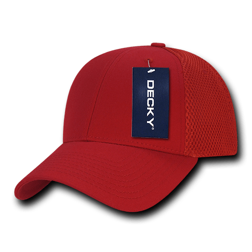 Decky Low Crown Air Mesh Baseball Cap | Decky 204 RED/RED OSFM Hats