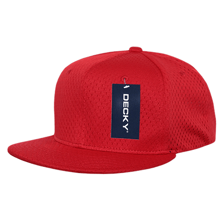 Decky Mesh Jersey Flat Bill Snapbacks | Decky 1128 Red OSFM