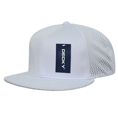 Decky Mesh Jersey Flat Bill Snapbacks | Decky 1128 White OSFM