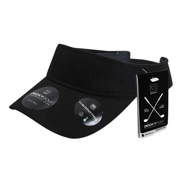 Decky Pique Patterned Sun Visors | Decky 6104 Black OSFM Visors