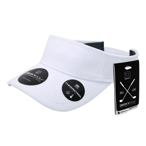 Decky Pique Patterned Sun Visors | Decky 6104 White OSFM Visors