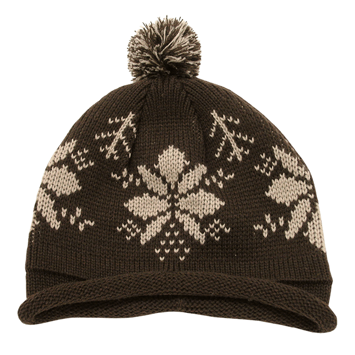 Decky Snowflake Roll Up Beaine w/Pom | Decky 611B Brn/Stn OSFM