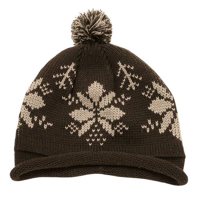 Decky Snowflake Roll Up Beaine w/Pom | Decky 611B Brn/Stn OSFM