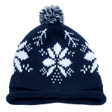 Decky Snowflake Roll Up Beaine w/Pom | Decky 611B Nvy/Wht OSFM