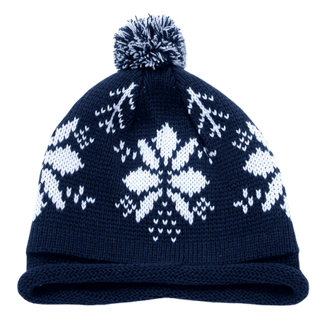 Decky Snowflake Roll Up Beaine w/Pom | Decky 611B Nvy/Wht OSFM