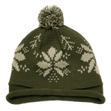 Decky Snowflake Roll Up Beaine w/Pom | Decky 611B Olv/Stn OSFM