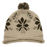 Decky Snowflake Roll Up Beaine w/Pom | Decky 611B Stn/Brn OSFM