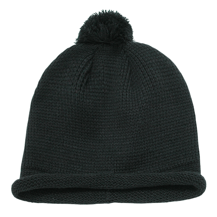 Decky Solid RollUp Beanie w/PomPom | Decky 611A Black OSFM Beanies