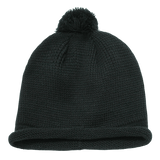 Decky Solid RollUp Beanie w/PomPom | Decky 611A Black OSFM Beanies