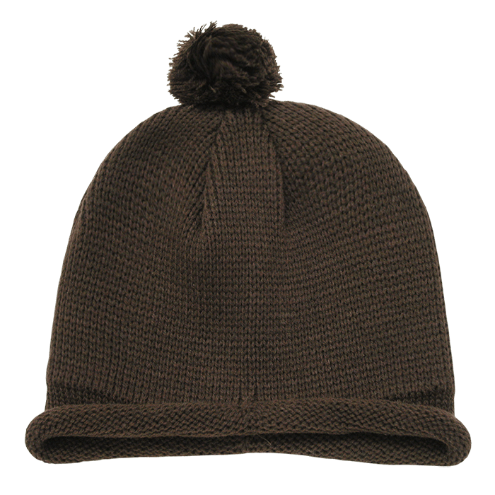 Decky Solid RollUp Beanie w/PomPom | Decky 611A Brown OSFM Beanies