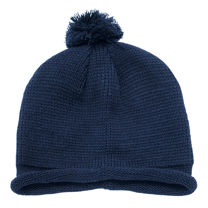Decky Solid RollUp Beanie w/PomPom | Decky 611A Navy OSFM Beanies