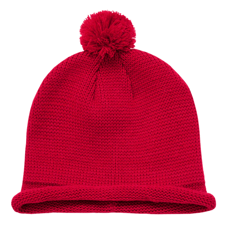Decky Solid RollUp Beanie w/PomPom | Decky 611A Red OSFM Beanies