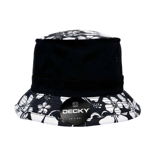 Decky Structured Floral Brim Fisherman's Hat | Decky 456 Black S/M Hats
