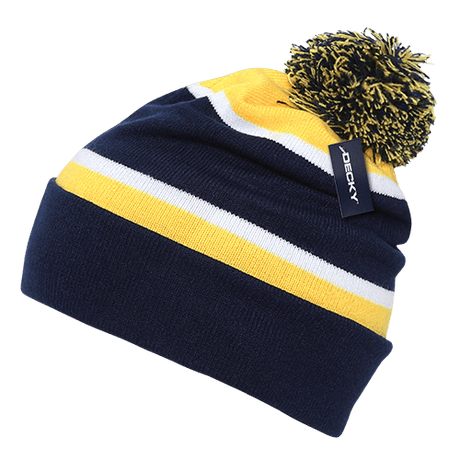 Decky Two Tone Pom Pom Beanies | Decky 690 Two Tone Pom Pom Beanies OSFM Beanies
