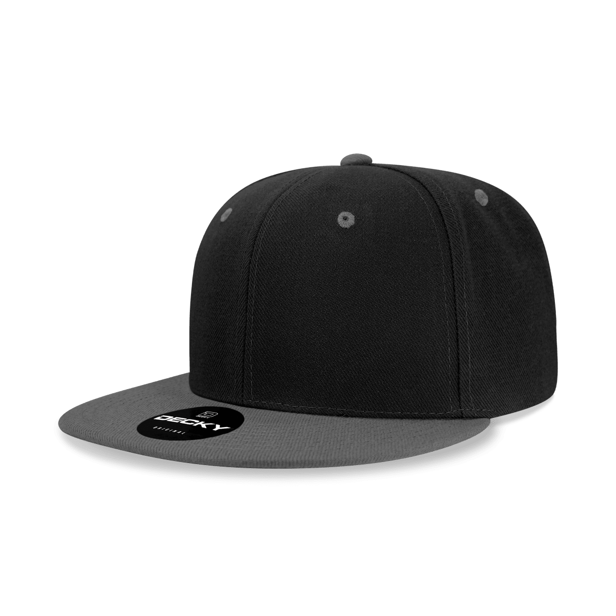 Decky Women's 6 Panel High Profile Structured Acrylic/Polyester Snapback | Decky 5121 Black/Charcoal OSFM