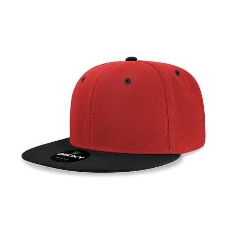 Decky Women's 6 Panel High Profile Structured Acrylic/Polyester Snapback | Decky 5121 Red/Black OSFM