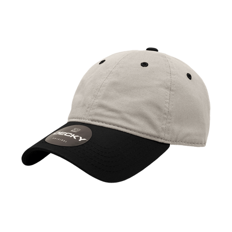 Decky Women's 6 Panel Low Profile Relaxed Cotton Cap | Decky 5120 Grey/Black OSFM Hats