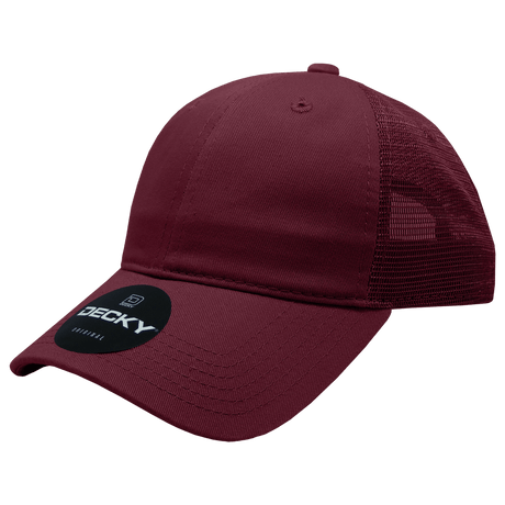 Decky Women's 6 Panel Low Profile Relaxed Cotton Trucker | Decky 5122 Maroon OSFM