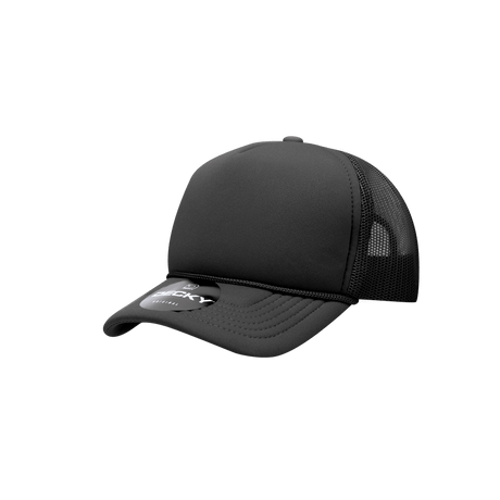 Decky Youth 5 Panel Mid Profile Structured Foam Trucker | Decky 7010 Black Standard