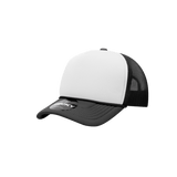 Decky Youth 5 Panel Mid Profile Structured Foam Trucker | Decky 7010 Black/White/Black Standard