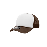 Decky Youth 5 Panel Mid Profile Structured Foam Trucker | Decky 7010 Brown/White/Brown Standard