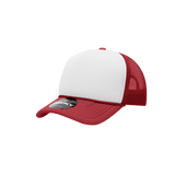 Decky Youth 5 Panel Mid Profile Structured Foam Trucker | Decky 7010 Cardinal/White/Cardinal Standard