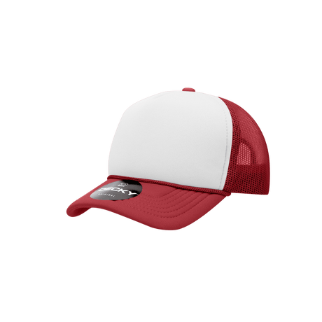 Decky Youth 5 Panel Mid Profile Structured Foam Trucker | Decky 7010 Cardinal/White/Cardinal Standard