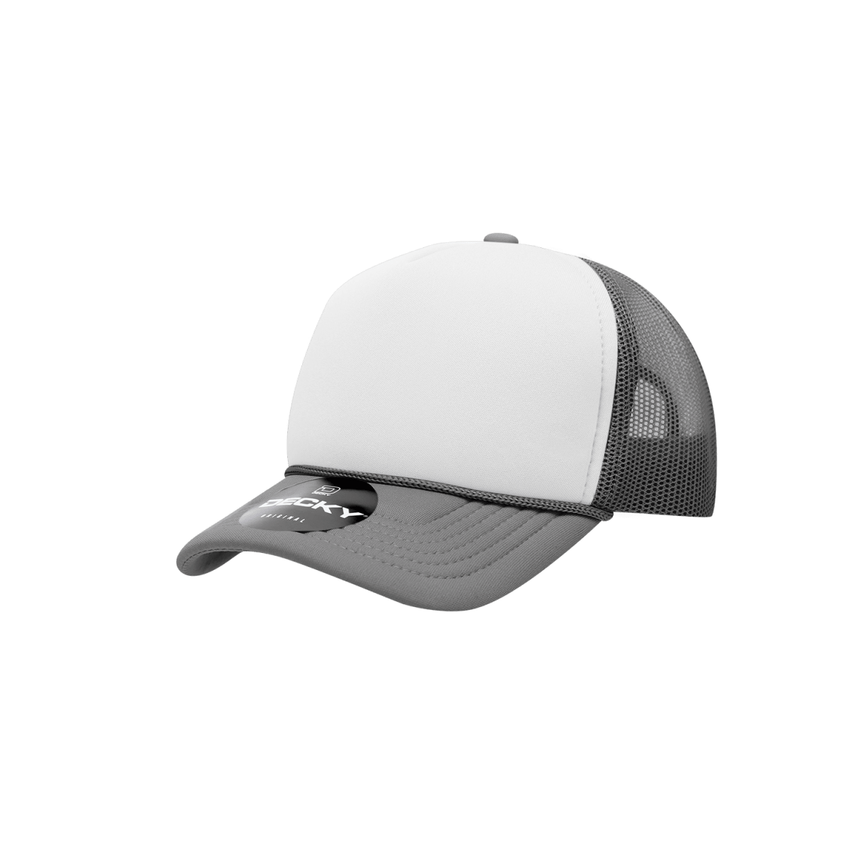Decky Youth 5 Panel Mid Profile Structured Foam Trucker | Decky 7010 Charcoal/White/Charcoal Standard