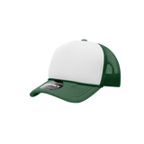 Decky Youth 5 Panel Mid Profile Structured Foam Trucker | Decky 7010 Forest/White/Forest Standard