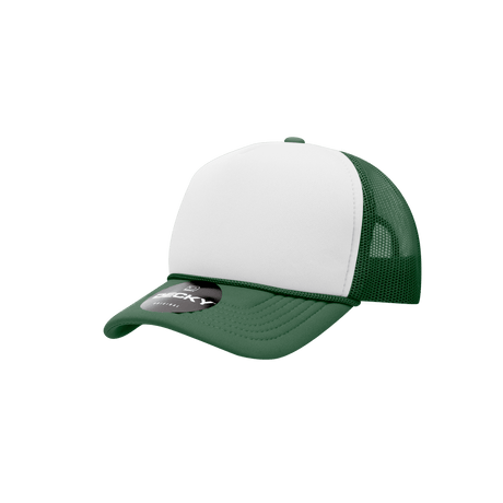 Decky Youth 5 Panel Mid Profile Structured Foam Trucker | Decky 7010 Forest/White/Forest Standard