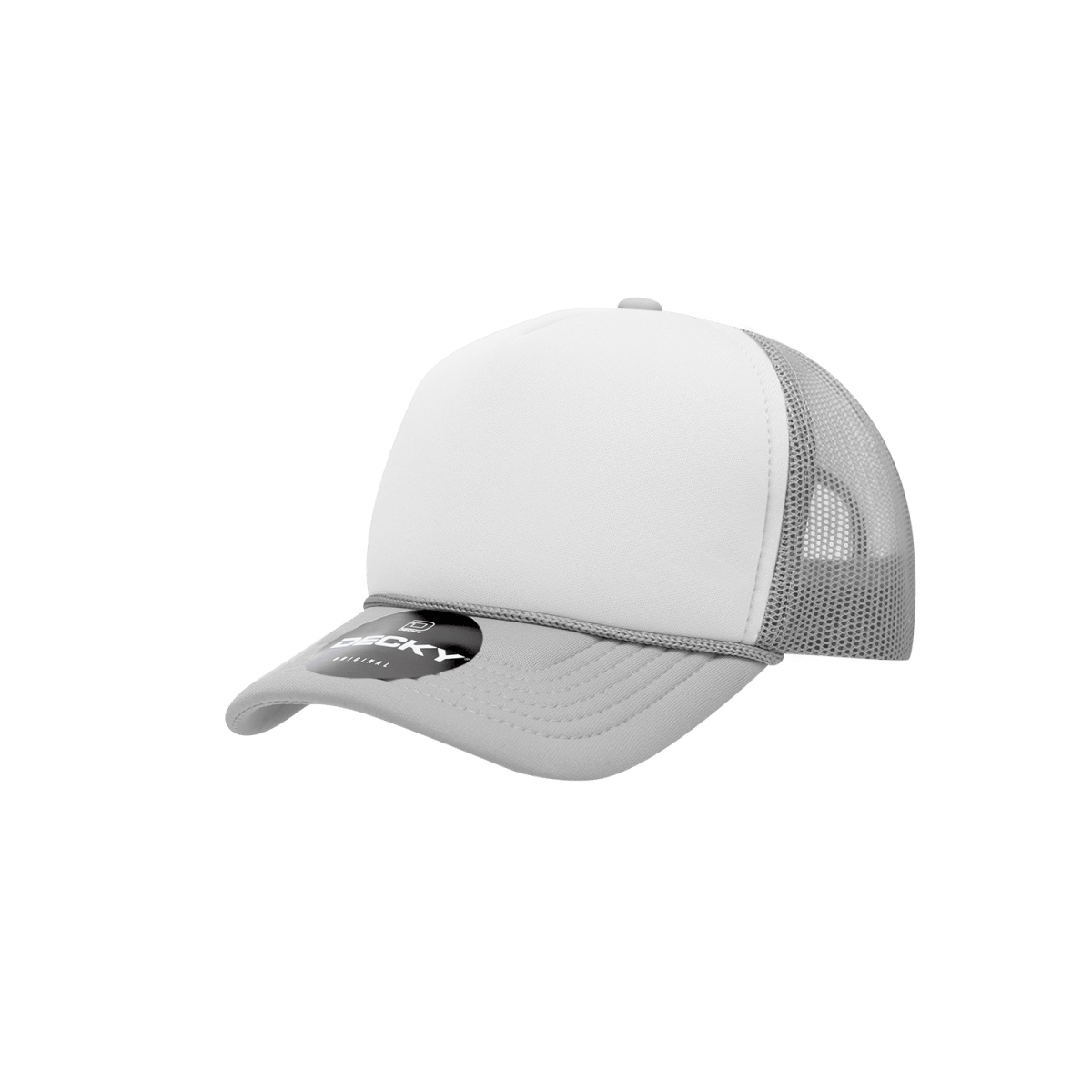 Decky Youth 5 Panel Mid Profile Structured Foam Trucker | Decky 7010 Grey/White/Grey Standard