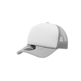 Decky Youth 5 Panel Mid Profile Structured Foam Trucker | Decky 7010 Grey/White/Grey Standard
