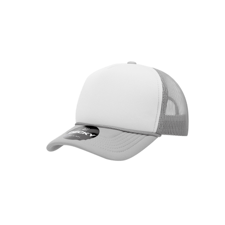 Decky Youth 5 Panel Mid Profile Structured Foam Trucker | Decky 7010 Grey/White/Grey Standard
