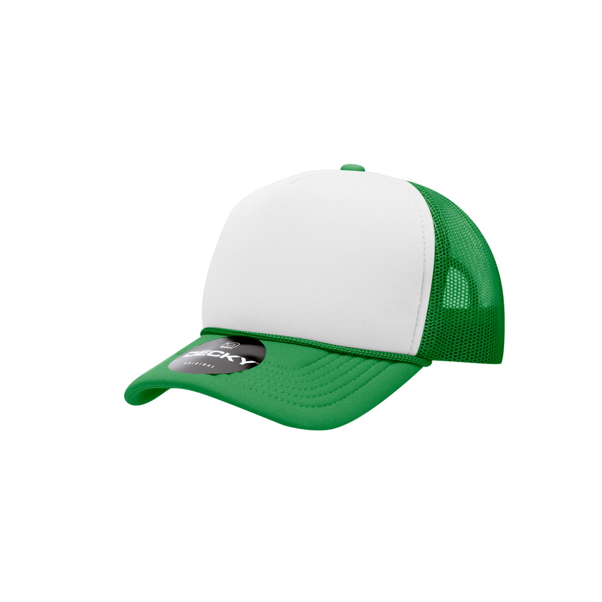 Decky Youth 5 Panel Mid Profile Structured Foam Trucker | Decky 7010 Kelly/White/Kelly Standard