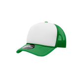 Decky Youth 5 Panel Mid Profile Structured Foam Trucker | Decky 7010 Kelly/White/Kelly Standard