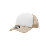 Decky Youth 5 Panel Mid Profile Structured Foam Trucker | Decky 7010 Khaki/White/Khaki Standard