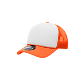 Decky Youth 5 Panel Mid Profile Structured Foam Trucker | Decky 7010 Orange/White/Orange Standard