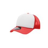 Decky Youth 5 Panel Mid Profile Structured Foam Trucker | Decky 7010 Red/White/Red Standard