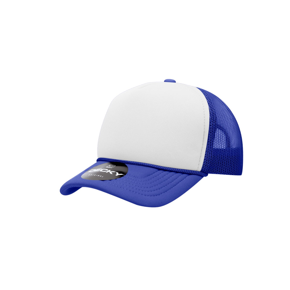 Decky Youth 5 Panel Mid Profile Structured Foam Trucker | Decky 7010 Royal/White/Royal Standard