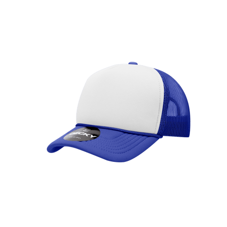Decky Youth 5 Panel Mid Profile Structured Foam Trucker | Decky 7010 Royal/White/Royal Standard