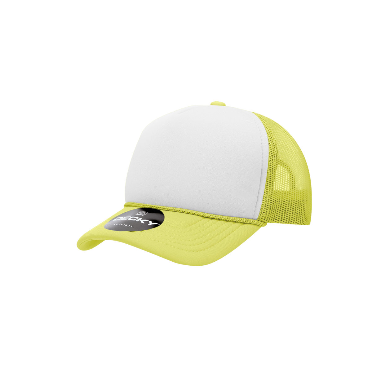 Decky Youth 5 Panel Mid Profile Structured Foam Trucker | Decky 7010 Yellow/White/Yellow Standard