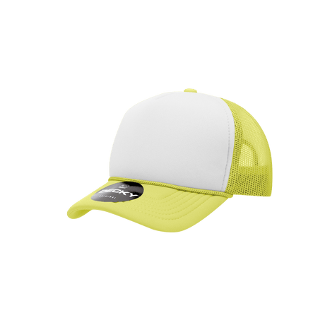 Decky Youth 5 Panel Mid Profile Structured Foam Trucker | Decky 7010 Yellow/White/Yellow Standard