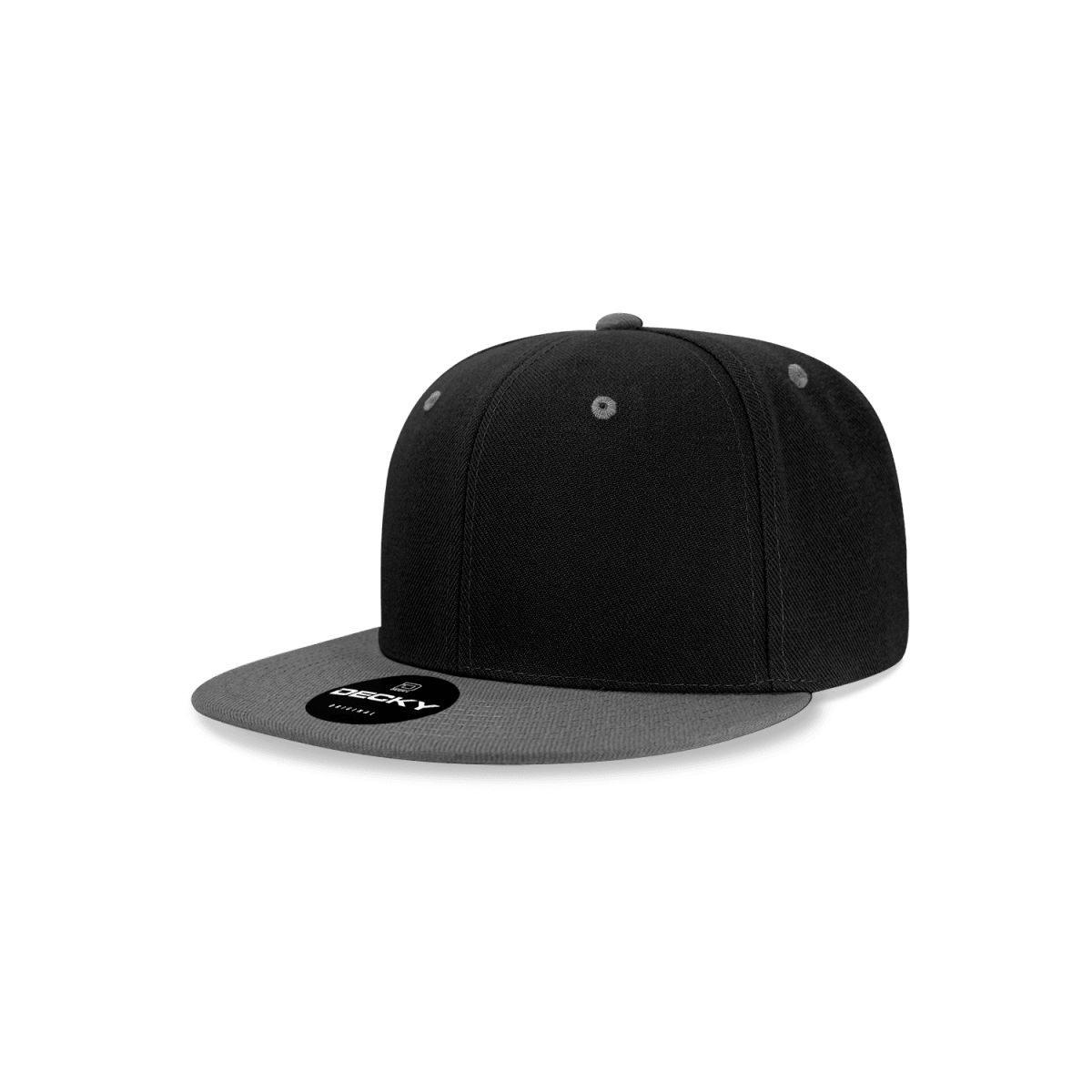 Decky Youth 6 Panel High Profile Structured Acrylic/Polyester Snapback | Decky 7011 Black/Charcoal OSFM