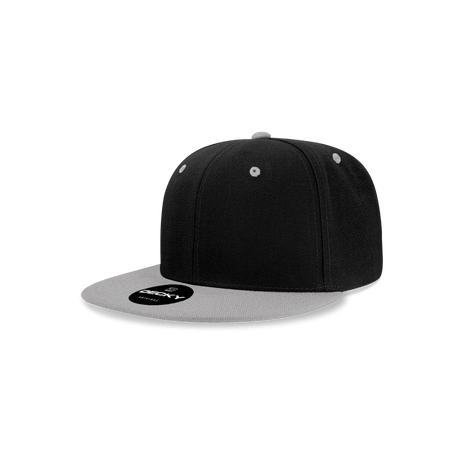 Decky Youth 6 Panel High Profile Structured Acrylic/Polyester Snapback | Decky 7011 Black/Grey OSFM