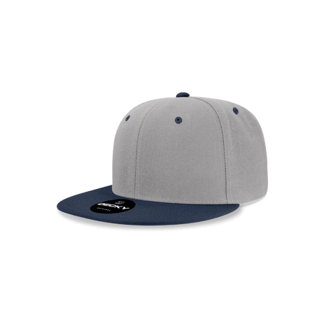 Decky Youth 6 Panel High Profile Structured Acrylic/Polyester Snapback | Decky 7011 Grey/Navy OSFM