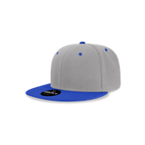 Decky Youth 6 Panel High Profile Structured Acrylic/Polyester Snapback | Decky 7011 Grey/Royal OSFM