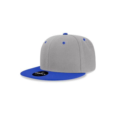 Decky Youth 6 Panel High Profile Structured Acrylic/Polyester Snapback | Decky 7011 Grey/Royal OSFM