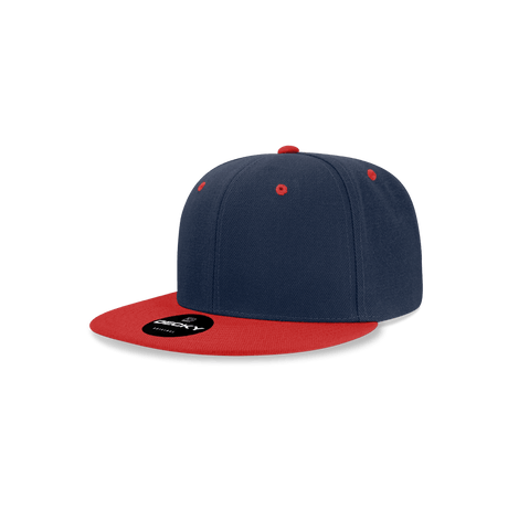 Decky Youth 6 Panel High Profile Structured Acrylic/Polyester Snapback | Decky 7011 Navy/Red OSFM